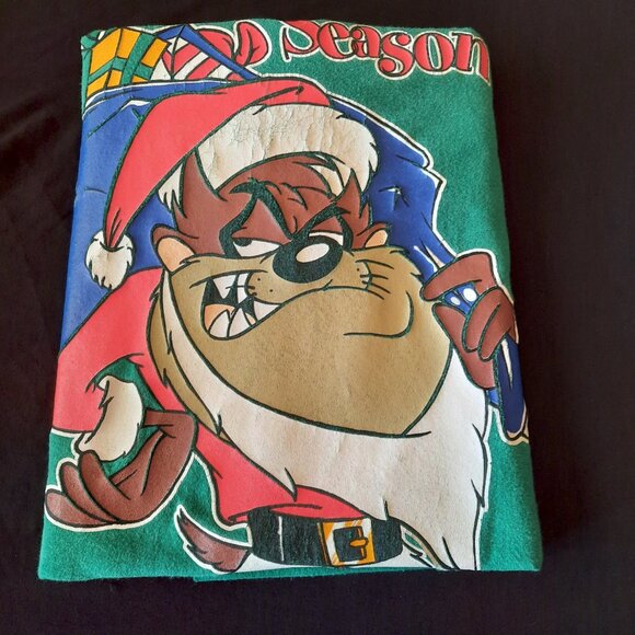 Vintage 90s Looney Tunes Women's Long Sleep Shirt OSFA Christmas Taz the Season - Picture 8 of 8